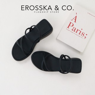 [Erosska] - Sandal nữ cao gót phối dây quai ngang dây mảnh màu nude cao 9cm - SB036