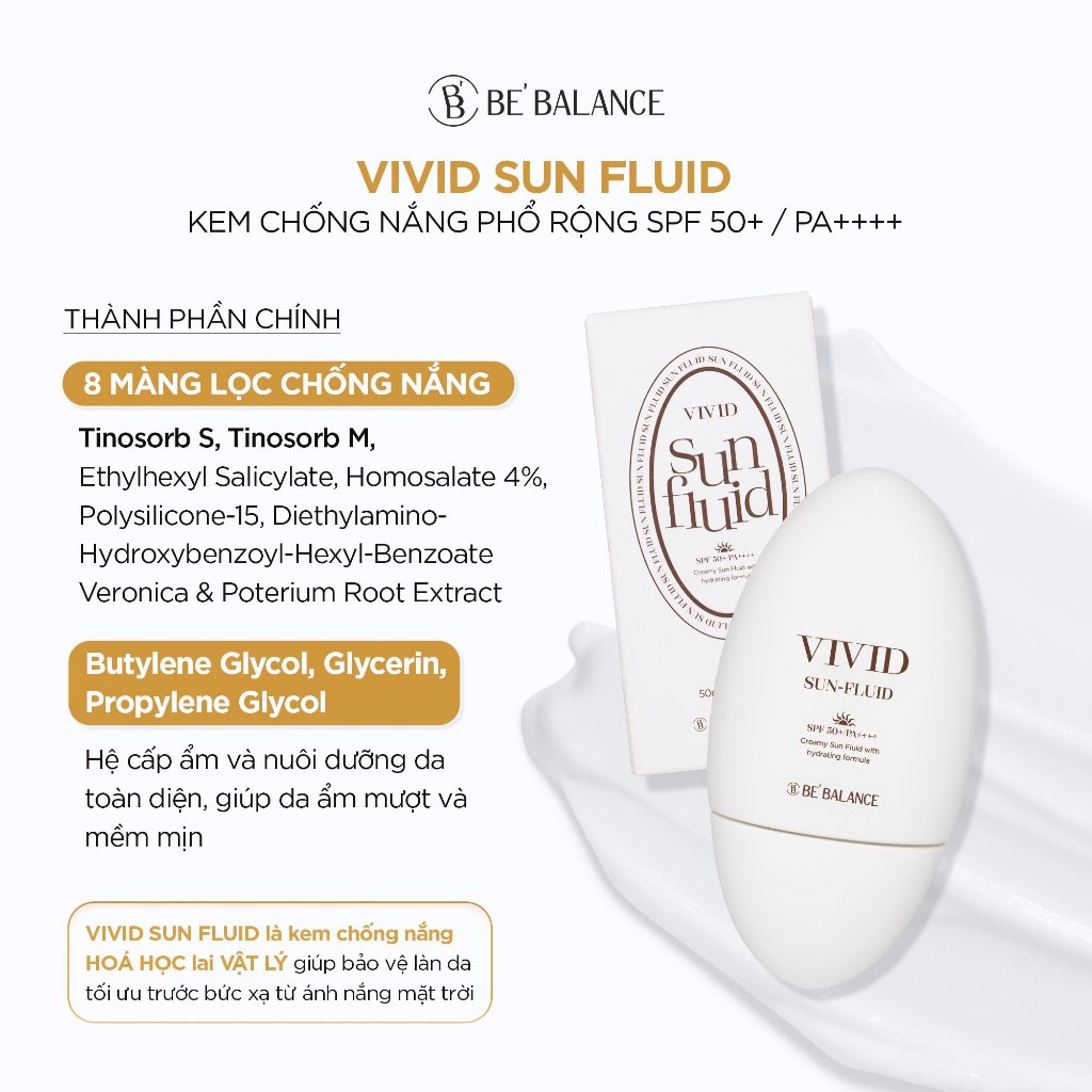 Ảnh Kem Chống Nắng Be'Balance VIVID SUN FLUID Phổ Rộng SPF50+/PA4+ 50ml 2