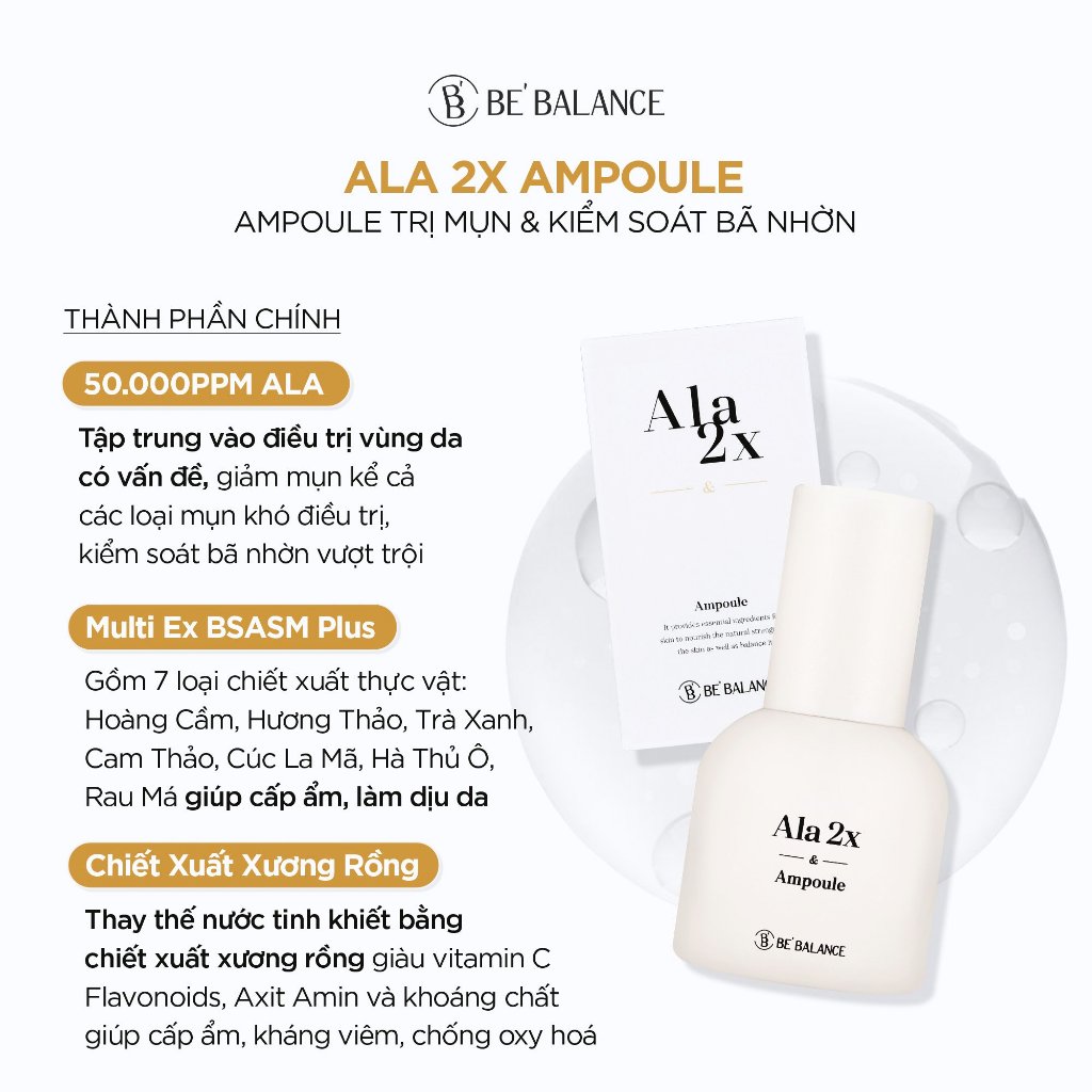 Ảnh Tinh Chất Be'Balance ALA 2X AMPOULE giúp Chăm Sóc Da có Vấn Đề về Mụn 30ml 2