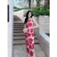 Đầm hai dây hoa hồng ôm eo xẻ 1 bên A1603