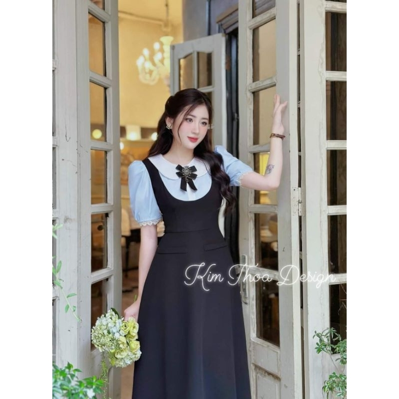 Đầm tiểu thư công sở dáng xòe thiết kế cao cấp – đính đá lấp lánh sang chảnh kèm Feedback khách | Kim Thoa Design