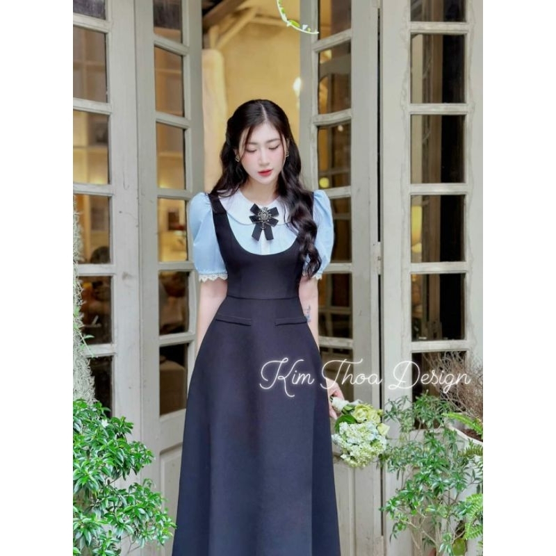 Đầm tiểu thư công sở dáng xòe thiết kế cao cấp – đính đá lấp lánh sang chảnh kèm Feedback khách | Kim Thoa Design