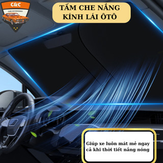 Tấm che kính lái ô tô titan 2 lớp chống nắng. Miếng che kính lái xe hơi cách nhiệt giảm nhiệt độ