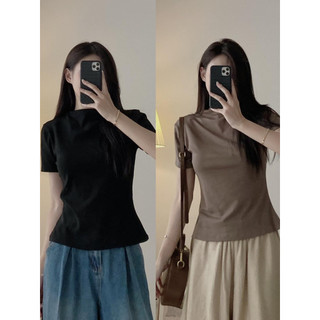 Áo thun cao cổ tay ngắn Áo thun cộc tay cổ cao dáng basic form ôm body Aocolo228_P0K10 247store