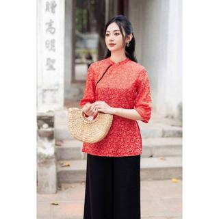 Bộ pháp phục thiết kế Lamia tay lỡ cổ tròn  PP026 phù hợp đi chùa hoặc đi lễ
