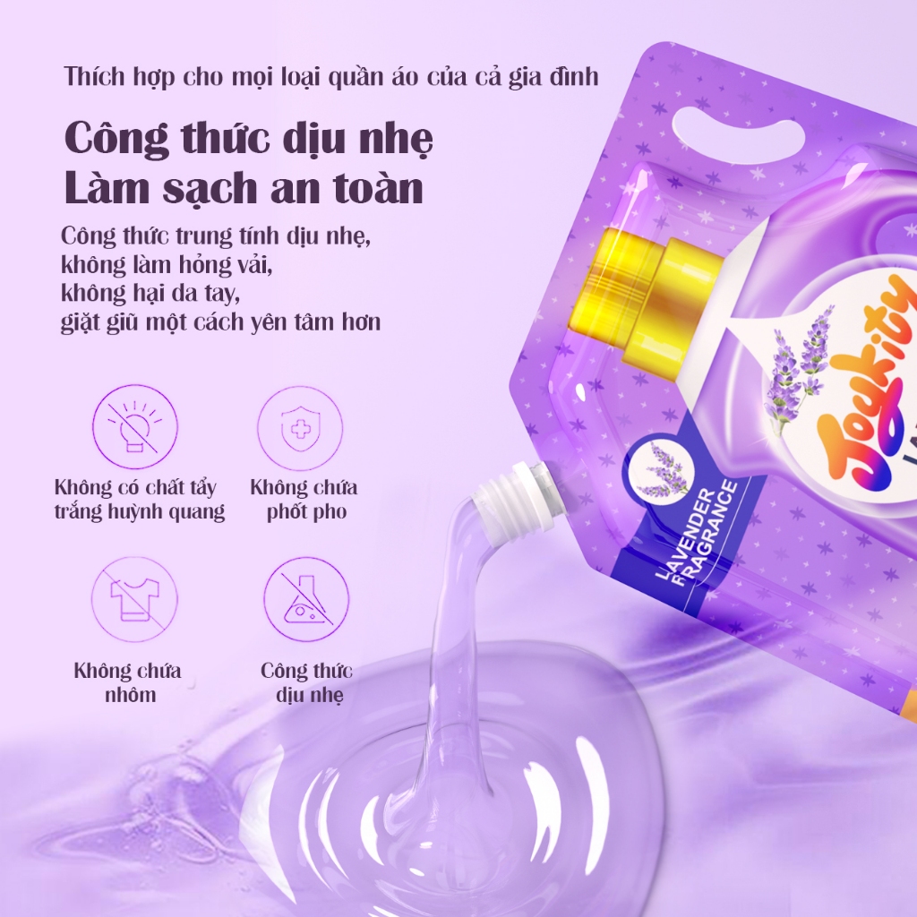 Ảnh [MUA 1 TẶNG 1] Nước Giặt Joykity Hương Lavender túi 2L Dịu Nhẹ An Toàn Cho Da Lưu Hương 24 Tiếng 4