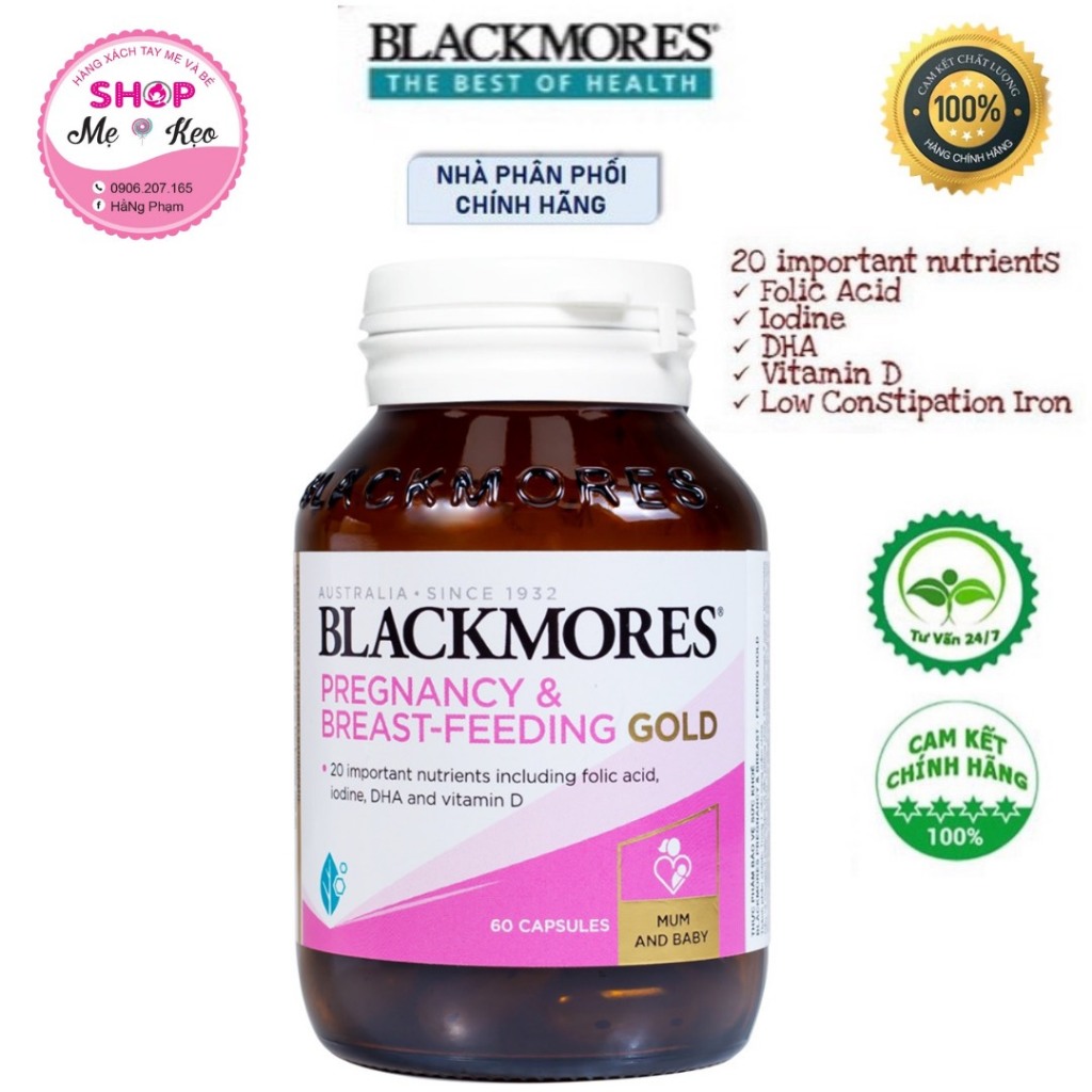 Combo 3 Lọ Vitamin Tổng Hợp Cho Bà Bầu Và Mẹ Cho Con Bú Blackmores Pregnancy & Breast-Feeding Gold 60 Viên/Lọ