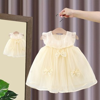 Váy dự tiệc bé gái phom chữ A  6th-3 tuổi Váy đầm bé gái sinh nhật thôi nôi phối nơ D974