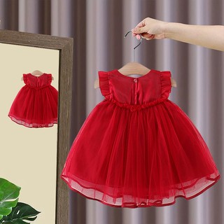 Váy dự tiệc bé gái phom chữ A  6th-3 tuổi Váy đầm bé gái sinh nhật thôi nôi phối nơ D974