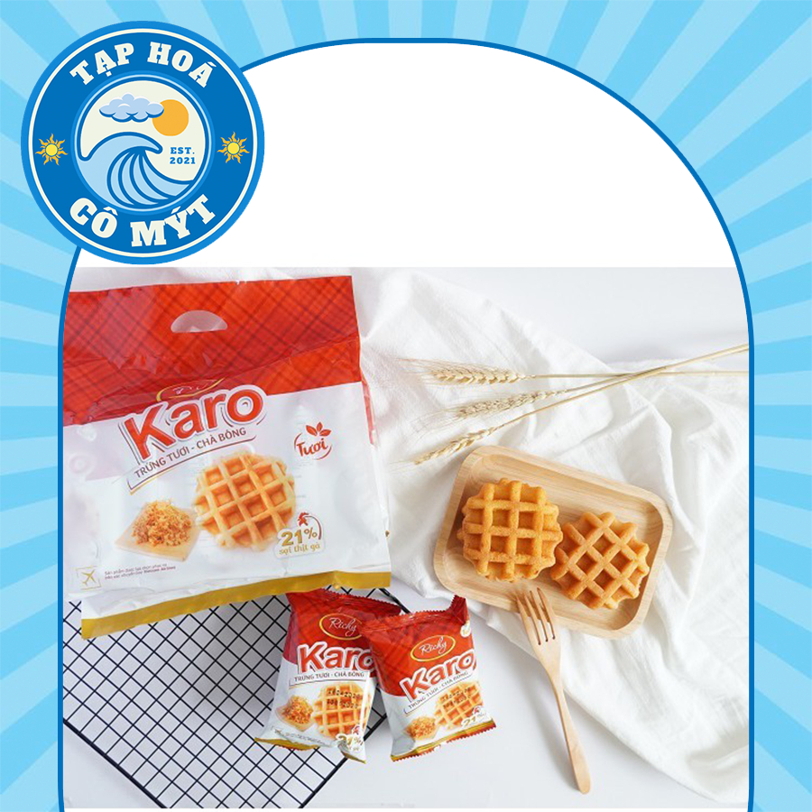 Bánh Karo Richy trứng tươi chà bông 156g (6 gói x 26g) Date mới, bánh ...