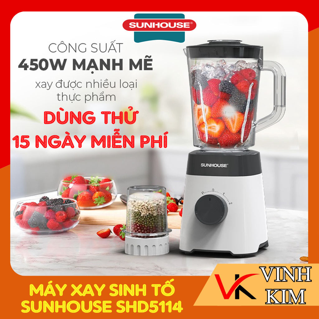 Product image Máy xay sinh tố Sunhouse SHD5114, công suất 450W xay thịt, đá, sinh tố, rau củ quả và hạt khô 1