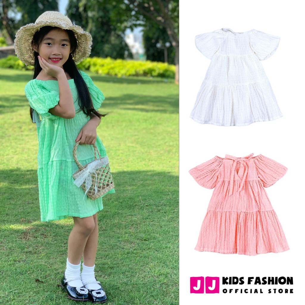 Đầm cho bé gái chất vải lụa nhúng thoáng mát mùa hè đáng yêu - JJ Kids