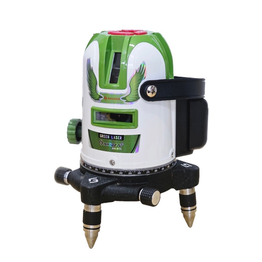Máy cân bằng laser 5 tia xanh AKUZA AK-911Plus Đế Bi, Chỉnh Độ Sáng Tia, Điều Khiển Máy Xoay Từ Xa