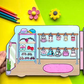 Đồ chơi Bóc dán Xe cắm trại công viên của bé Hello Kitty cùng cô bạn thân- Búp bê giấy Pighandmade