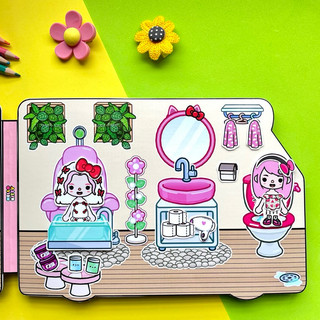 Đồ chơi Bóc dán Xe cắm trại công viên của bé Hello Kitty cùng cô bạn thân- Búp bê giấy Pighandmade