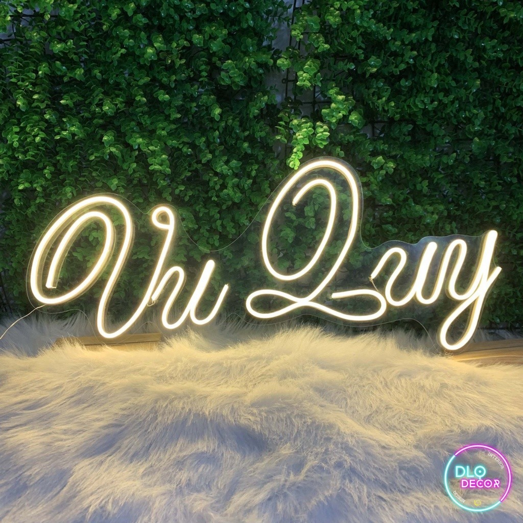 Đèn led neon chữ Vu Quy 30 x 68 cm màu vàng nhạt trang trí đám cưới ...