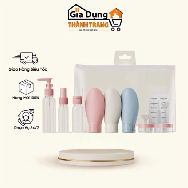 BỘ CHIẾT MỸ PHẨM 11 CHI TIẾT CHAI LỌ TUÝP DU LỊCH NHIỀU MÓN TRAVEL KIT - Chai Lọ Chiết Mỹ Phẩm- Dầu Gội- Sữa Tắm Du Lịch