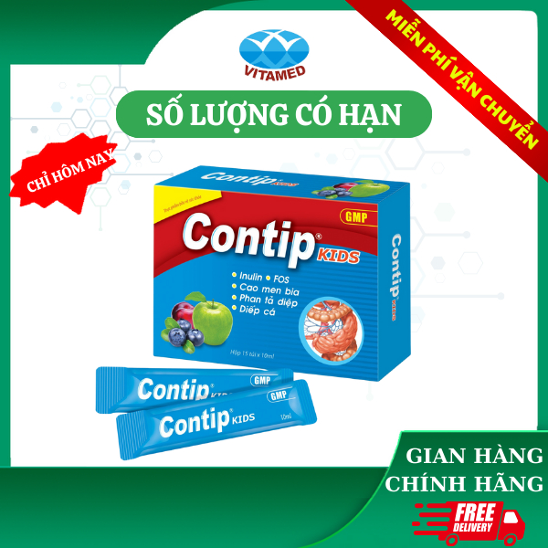 CONTIP KIDS - Bổ Sung Chất Xơ, Hỗ Trợ Nhuận Tràng, Thông Tiện, Giảm Táo Bón Hộp 15 Gói