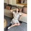 M.H STYLE ORDER phong cách ngọt ngào Bộ đồ dệt kim ngắn tay cổ polo tương phản ~ Bộ hai mảnh váy chữ A xếp li