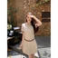 M.H STYLE ORDER phong cách ngọt ngào Bộ đồ dệt kim ngắn tay cổ polo tương phản ~ Bộ hai mảnh váy chữ A xếp li