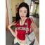 Áo croptop đỏ cổ tim zerocilcle TUANLECLOTHING phong cách thể thao đường phố Sport