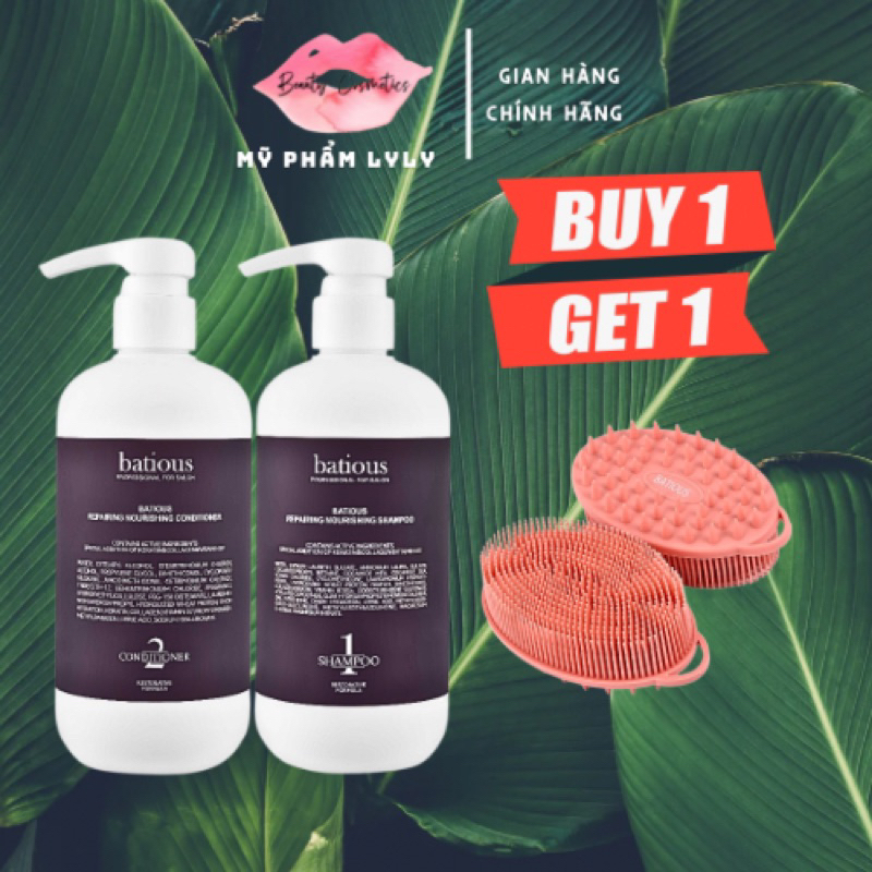 (Tặng Lược)Cặp Dầu Gội Xả Batious Phục Hồi Hư Tổn Đa Tầng, Tái Tạo Nang Tóc, Ngăn Gàu, Kiềm Dầu 500ml-960ml