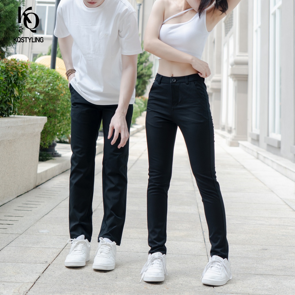 Ảnh Quần kaki nữ KQ STYLING ống đứng ôm dáng co giãn 4 chiều mềm mịn Đen cao cấp 4