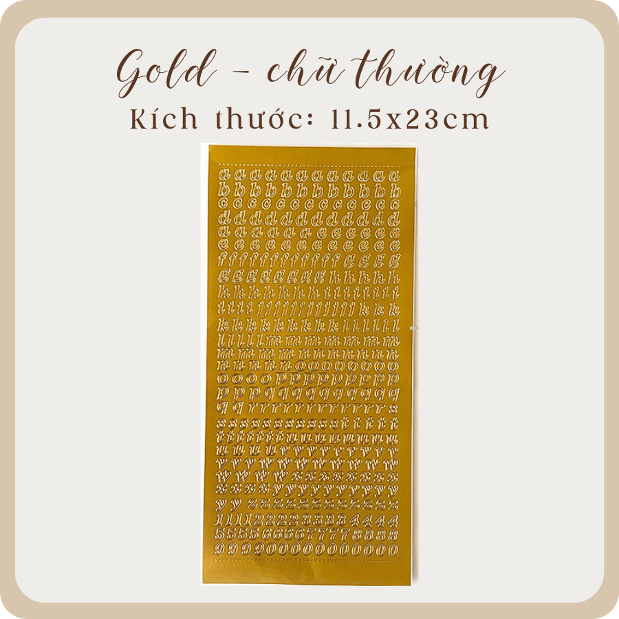 Sticker chữ cái màu trắng/gold/silver decor, trang trí sổ, bưu thiếp ...