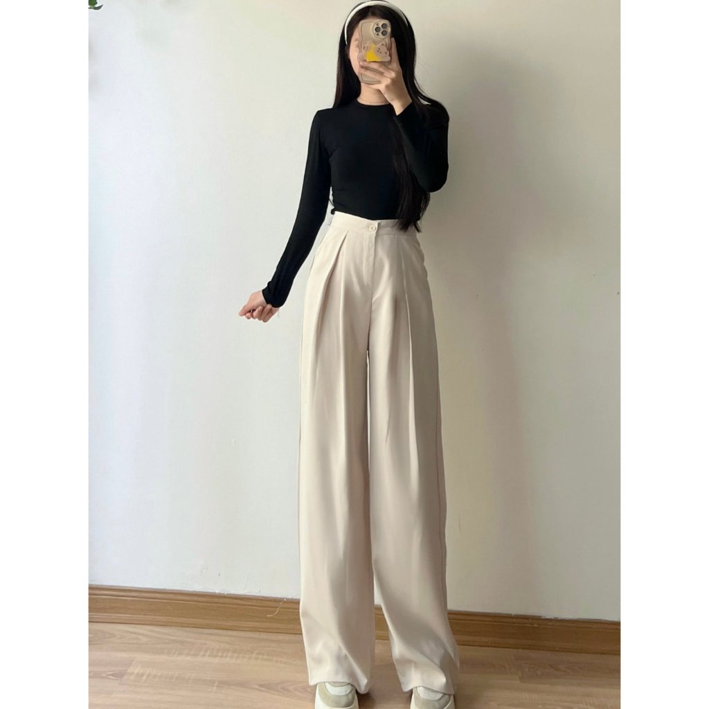 Quần tây công sở Joolate ống rộng suông culottes nữ xếp ly chất GOLD hàn cao cấp, lên dáng chuẩn