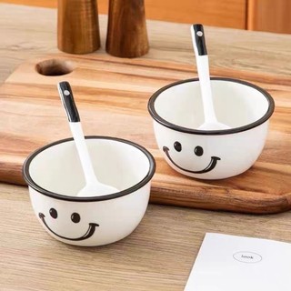 2 bộ bát mặt cười gốm sứ decor, set bát mặt cười 4 món phong cách Hàn Quốc