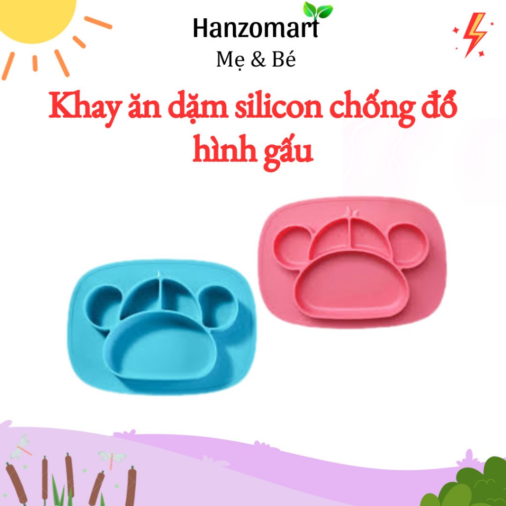 Khay ăn dặm silicone chống đổ hình gấu ( không kèm thìa) hanzomart