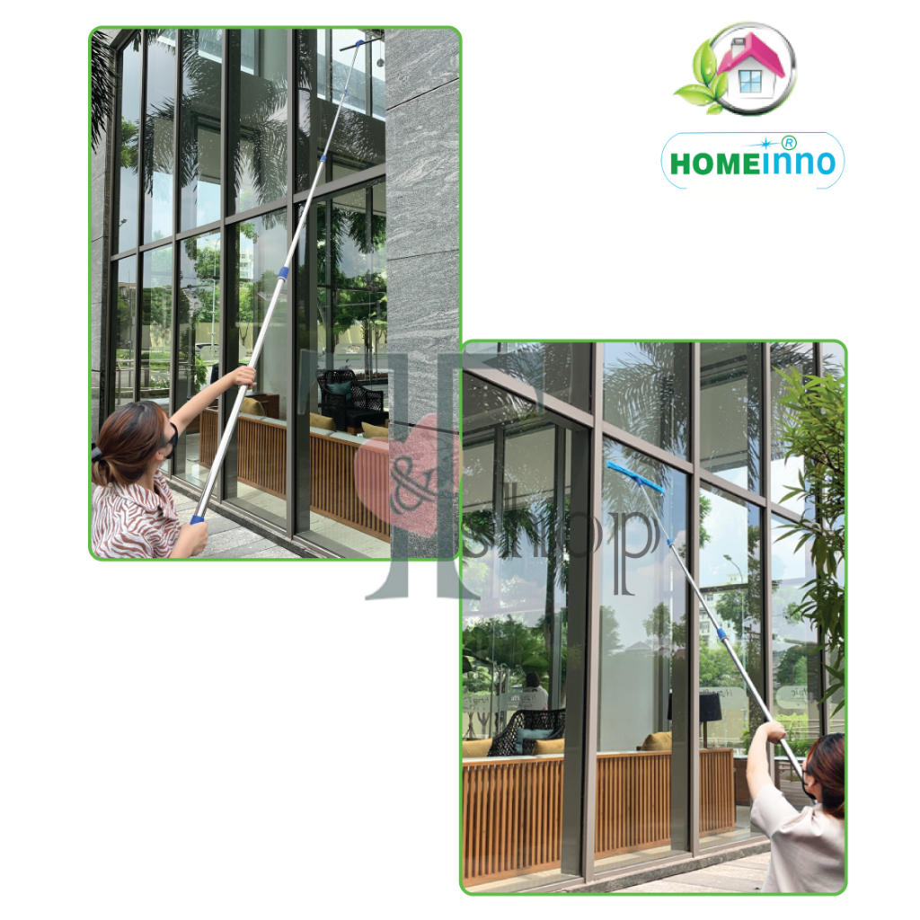 Bộ Cây Lau Kính, Gạt Kính Cán Tăng Đơ Thu Ngắn 1 Mét 5 - Kéo Dài 5 Mét Homeinno