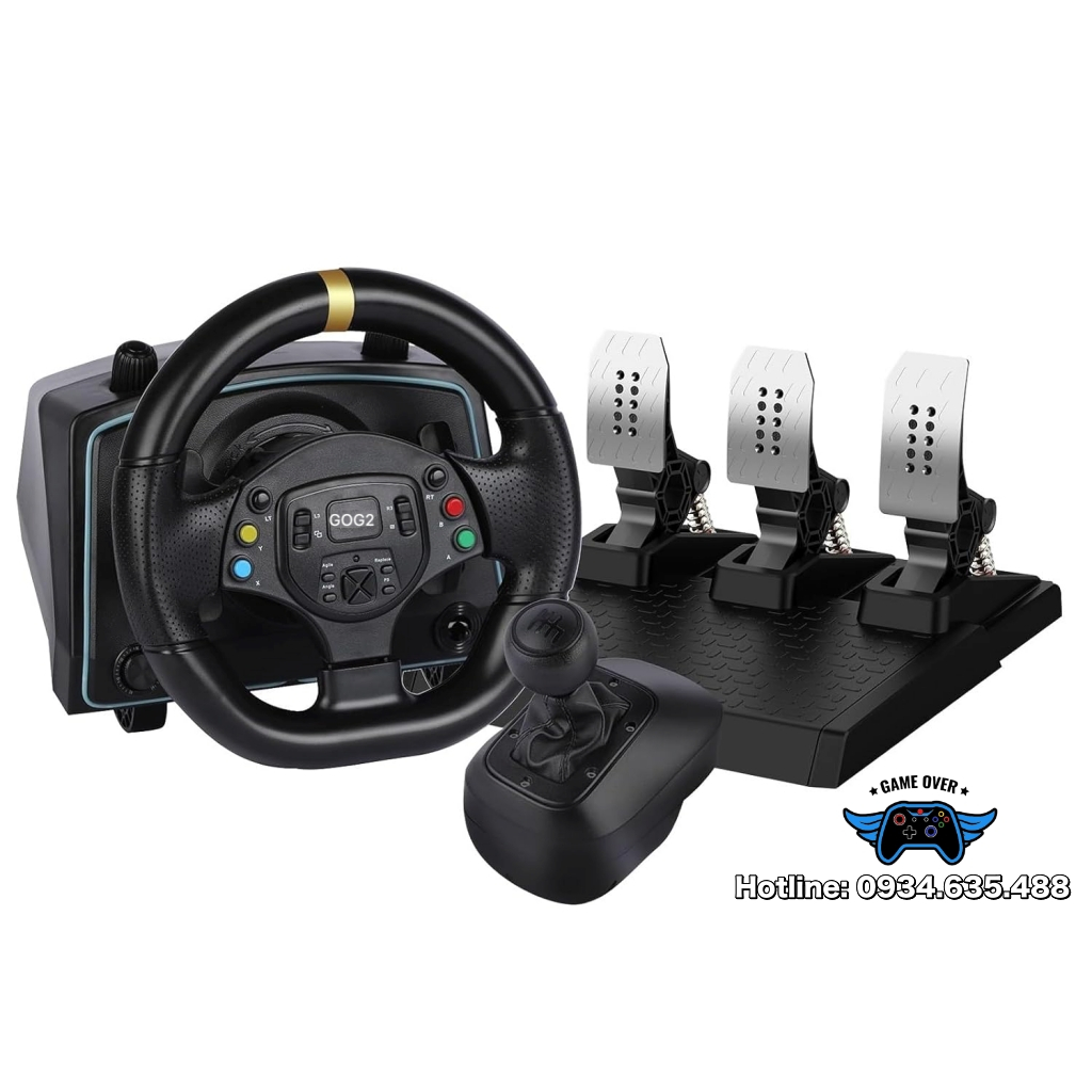 Vô lăng game GOG R808 LED Racing Wheel-Số sàn,cần số rời,pedal kim loại ...