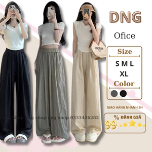 Quần Suông Ống Rộng Nữ Đẹp Lưng Cạp Cao VẢi Đũi,Quần Đứng Chất Đũi Mát lưng chun dây Rút xếp Ly Hàn Quốc Đen- DNG
