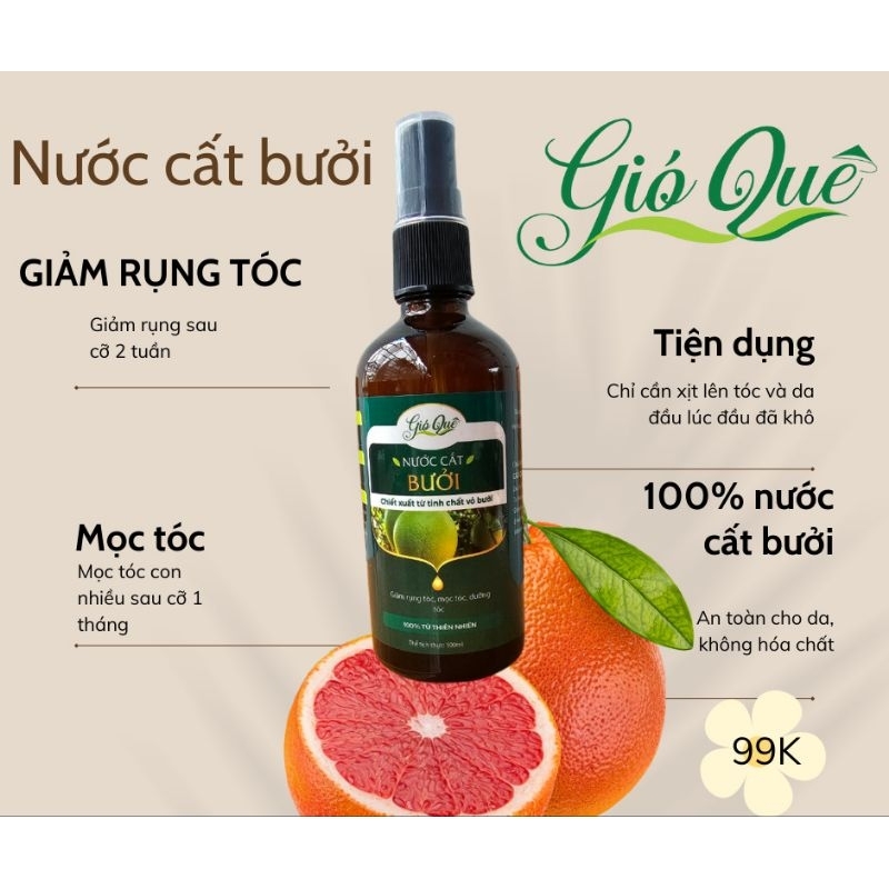 Nước cất bưởi - mọc tóc, giảm rụng tóc, mập sợi tóc