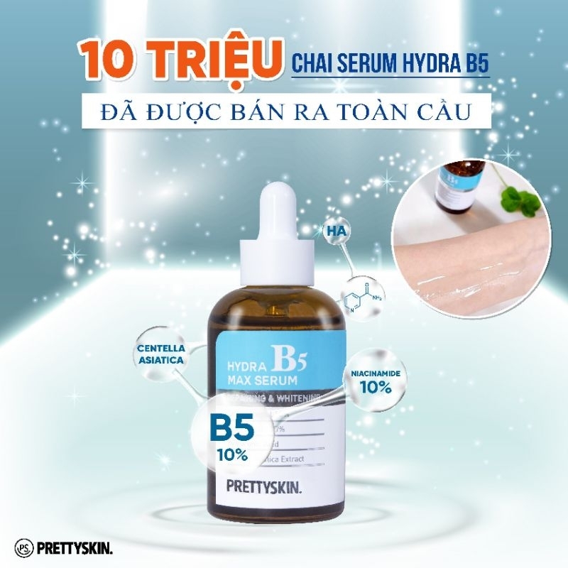 (Livestream) (Tặng 5 sample kem dưỡng) Tinh chất giúp cấp ẩm phục hồi max B5 Prettyskin 50ml