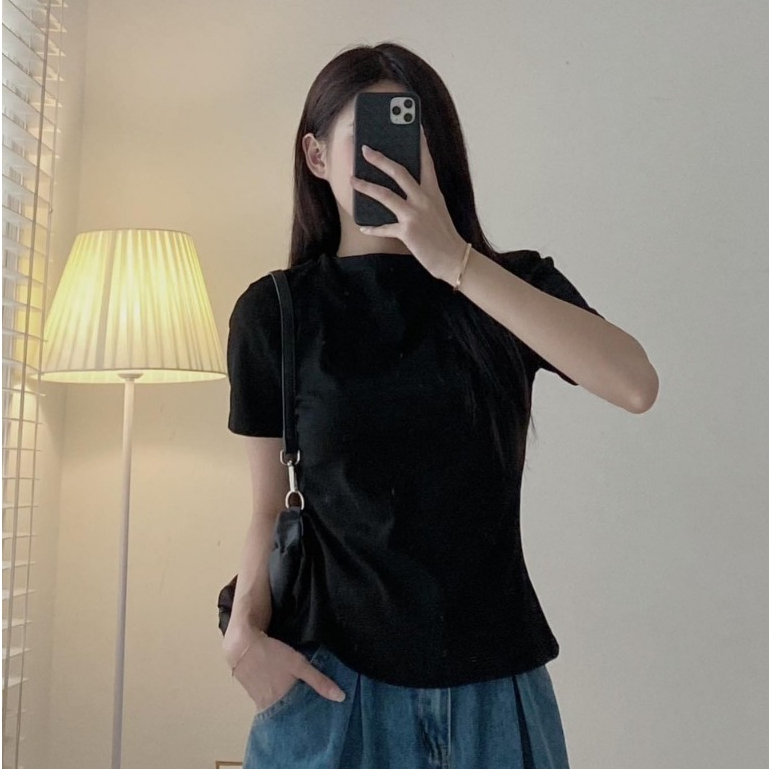 Áo Thun Nữ Basic Cổ Leo Joolate Form Ôm Body Co Giãn Tôn Dáng Siêu Đẹp