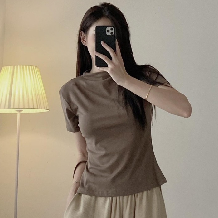 Áo Thun Nữ Basic Cổ Leo Joolate Form Ôm Body Co Giãn Tôn Dáng Siêu Đẹp