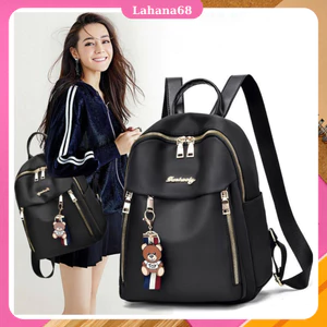 Ba Lô Vải Oxford Cho Nữ, Màu Trơn, Balo Nhiều Ngăn Đi Chơi, Du Lịch, Chống Nước Kèm Móc Gấu BLQ-01