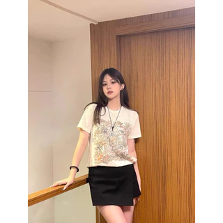 Áo phông nữ họa tiết Dio.r chất cotton màu tôn da siêu xinh cho các nàng
