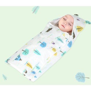 Chăn ủ kén xô lụa có mũ cho bé sơ sinh kích thước 90x100 cm
