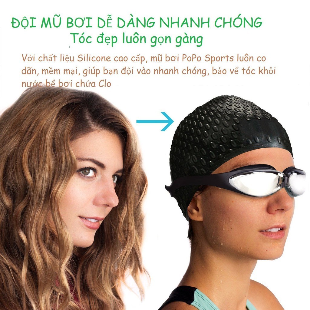 Mũ bơi người lớn SPORTY CA32 nốt sần ngăn nước, chất liệu silicone
