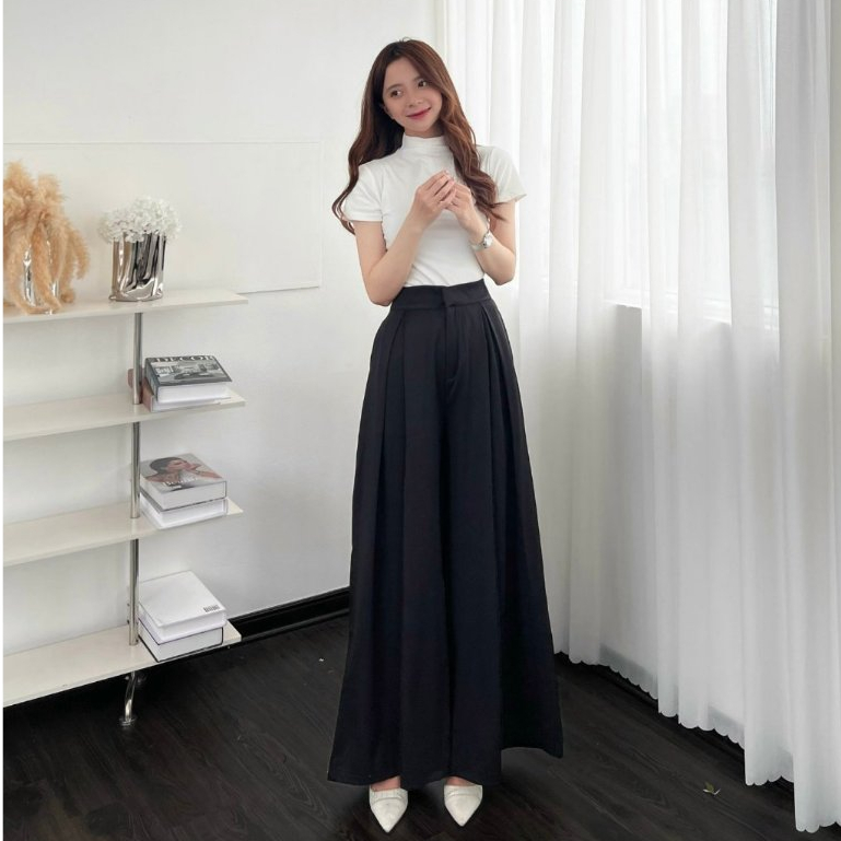 Quần tây công sở Joolate dáng suông ống cực rộng ly giữa chất chéo hàn cao cấp Quan0038 P12K6