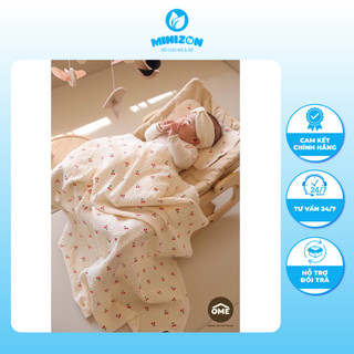 Set chăn và lót đầu Ome sợi tre 2 lớp cao cấp thoáng mát cho bé