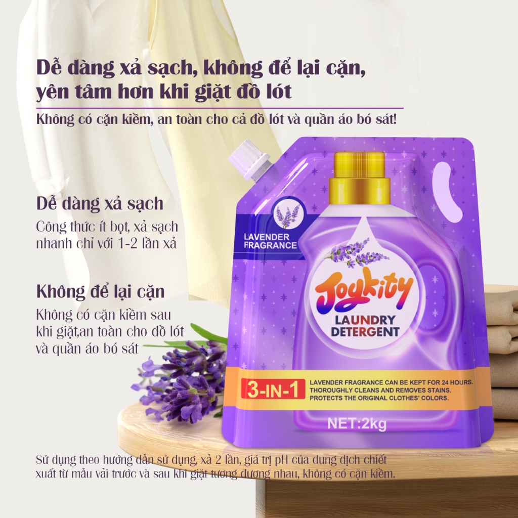 Ảnh Nước Giặt Joykity Hương Lavender Dịu Nhẹ An Toàn Cho Da Lưu Hương 24 Tiếng 2