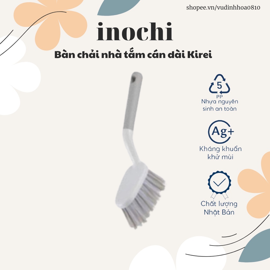 Bàn chải nhà tắm cán dài kirei (26cm) - Chất lượng tốt và lông bàn chải bền | BigBuy360 - bigbuy360.vn