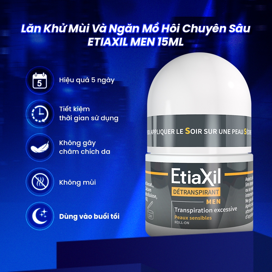 Ảnh Lăn Khử Mùi Và Ngăn Mồ Hôi Chuyên Sâu Etiaxil Men 15ml 2