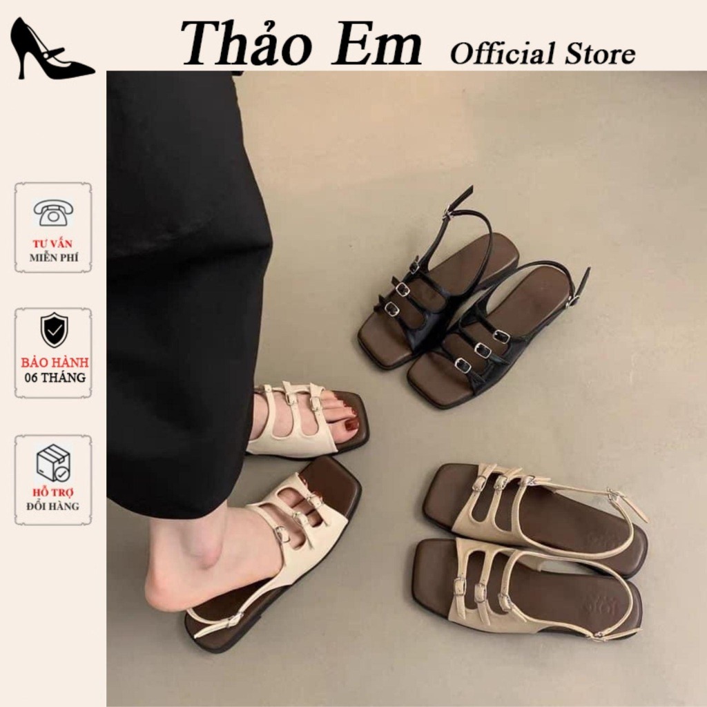 [Có Sẵn] Dép quai hậu nữ mùa hè đế bằng 2cm full box ( QH22 ) - Thảo Em Boutique