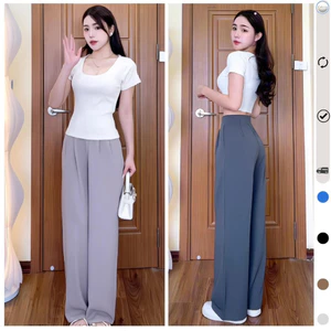 Quần lưng liền dáng suông xếp ly chất [ gold Nhật ] dày dặn rũ mềm có túi 2 bên