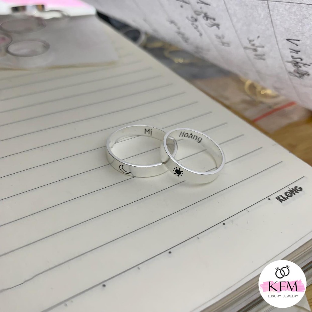 925 Silver Couple Rings, engravable by Kem Jewelry -Trang sức cao cấp